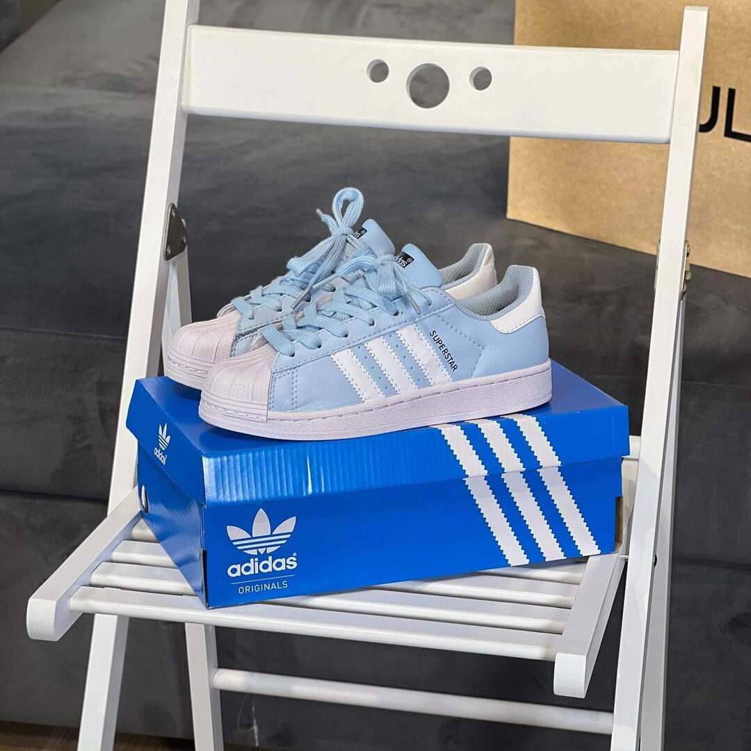 adidas super star AZUL BLACO